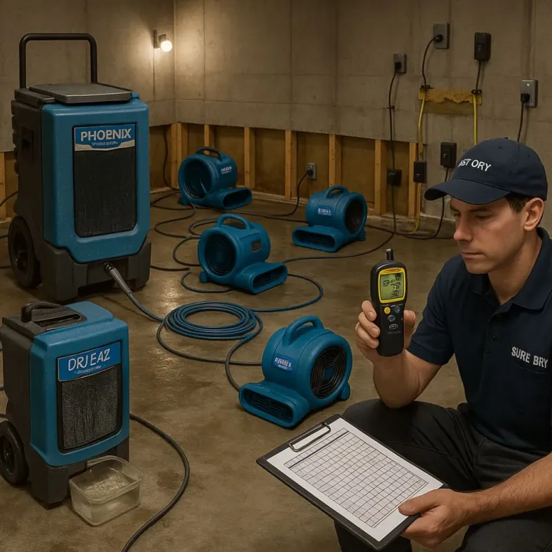 Structural Drying and Dehumidification process in Ola, AR